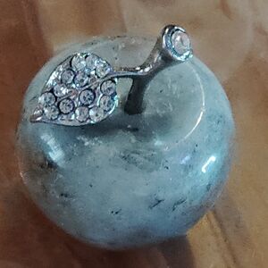 LABRADORITE APPLE WITH RHINESTONES. 38.5g  GRAMS